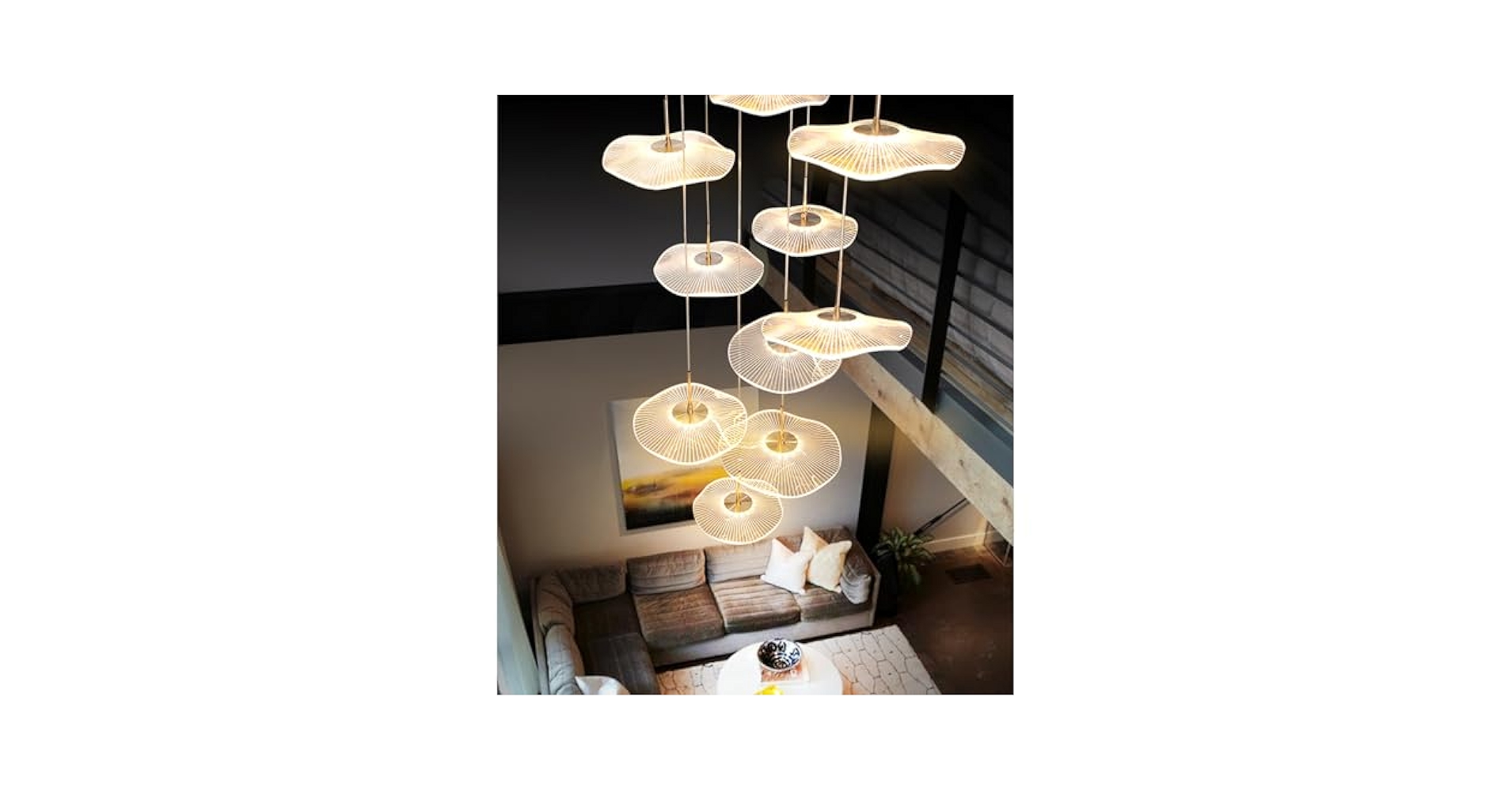 ziidoo High Ceiling Chandelier - 18-Light Dimmable Modern